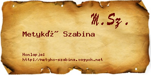 Metykó Szabina névjegykártya